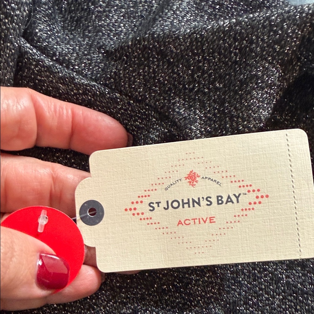 St. John's Bay Charcoal Hoodie Sparkle Sweater - Picture 2 of 7